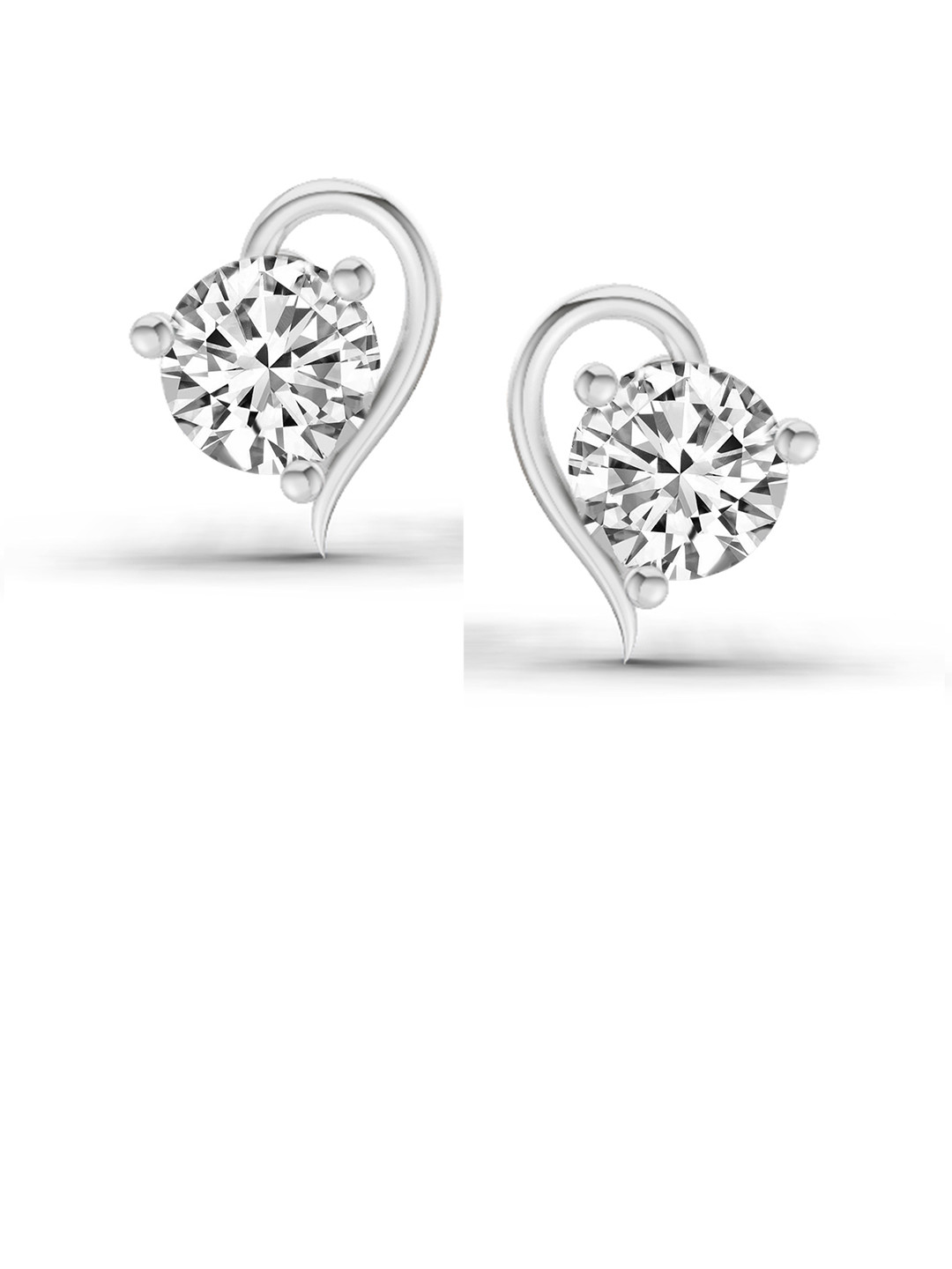 Sparkles Lab Grown Diamond 0.6 Carat Round Heart Stud Earrings 14K White Gold