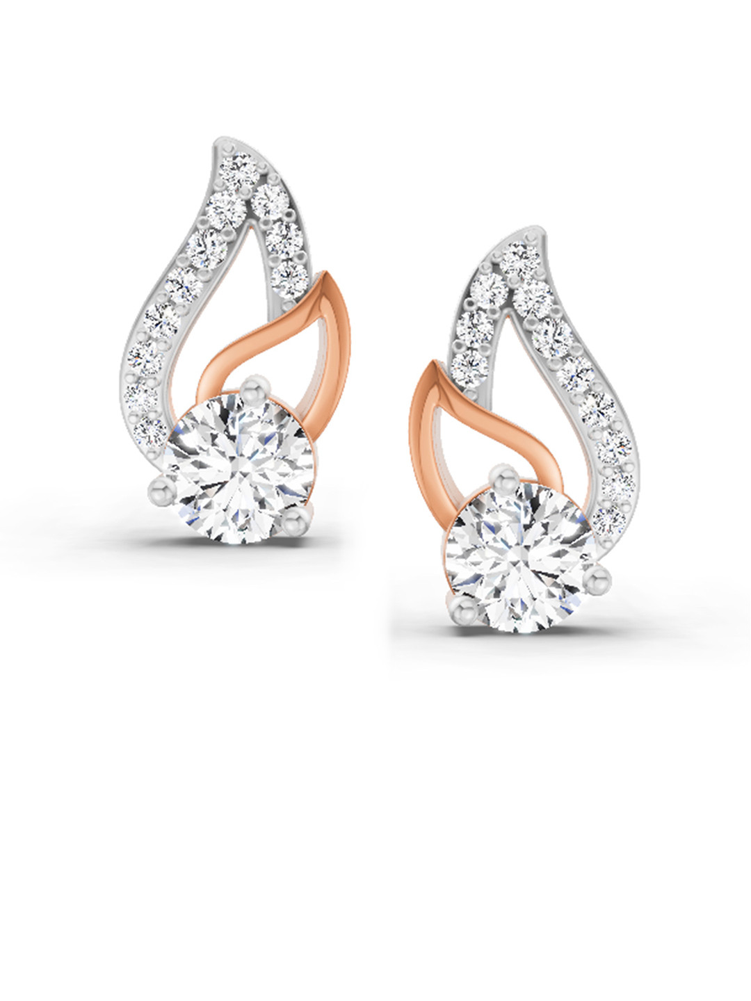 Sparkles Lab Grown Diamond 0.60 Carat Round Stud Earrings 14K Rose Gold
