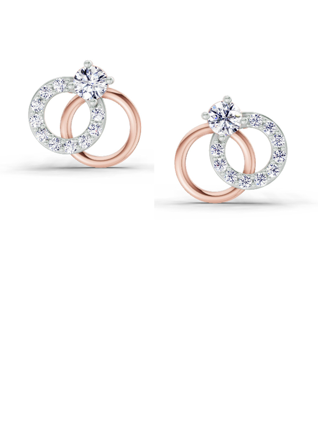 Sparkles Lab Grown Diamond 0.35 Carat Interlocking Circle Stud Earrings 14K RoseGold