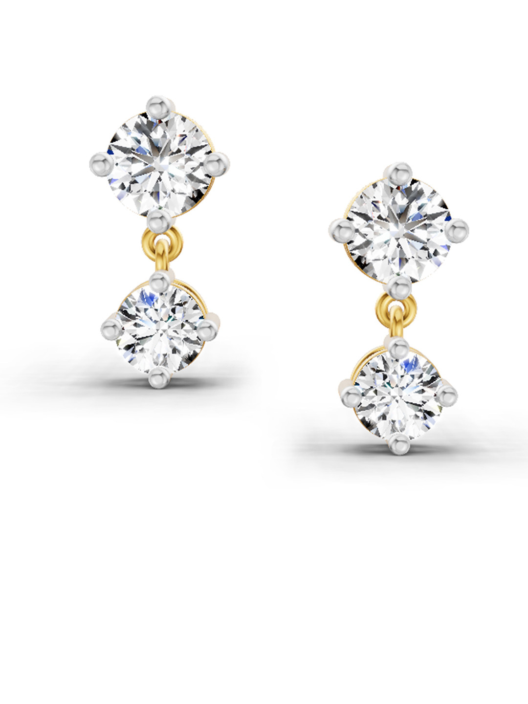 Sparkles Lab Grown Diamond 0.53 Carat Round Dangle Earrings 14K Yellow Gold
