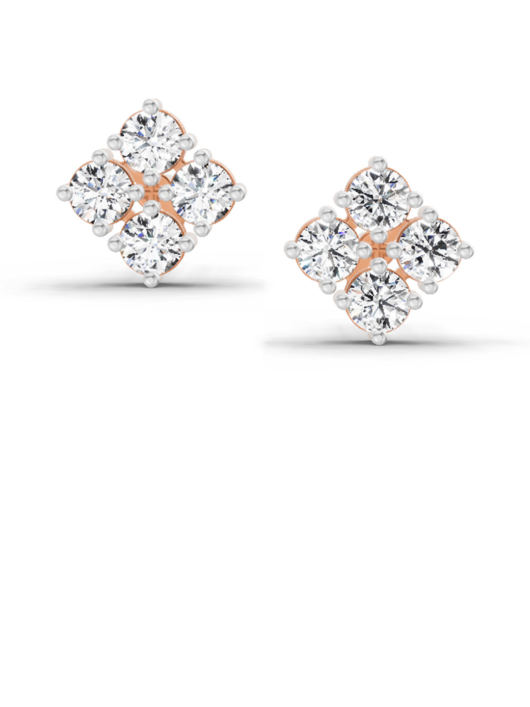 Sparkles Lab Grown Diamond 0.76 Carat Round Cluster Stud Earrings 14K Rose Gold