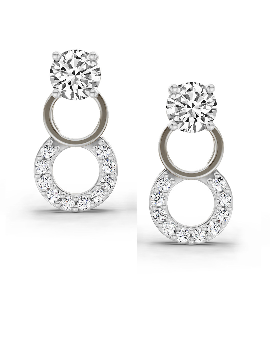 Sparkles Lab Grown Diamond 0.71 Carat Round Dangle Earrings 14K White Gold