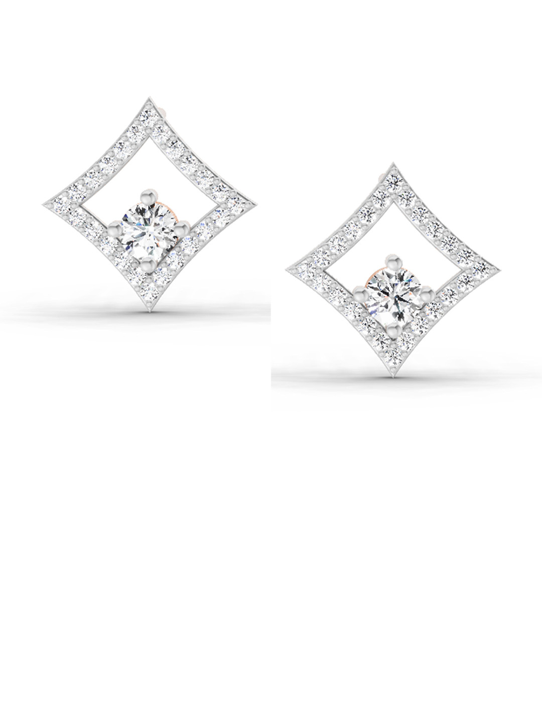 Sparkles Lab Grown Diamond 0.79 Carat Round Kite Stud Earrings 14K Rose Gold