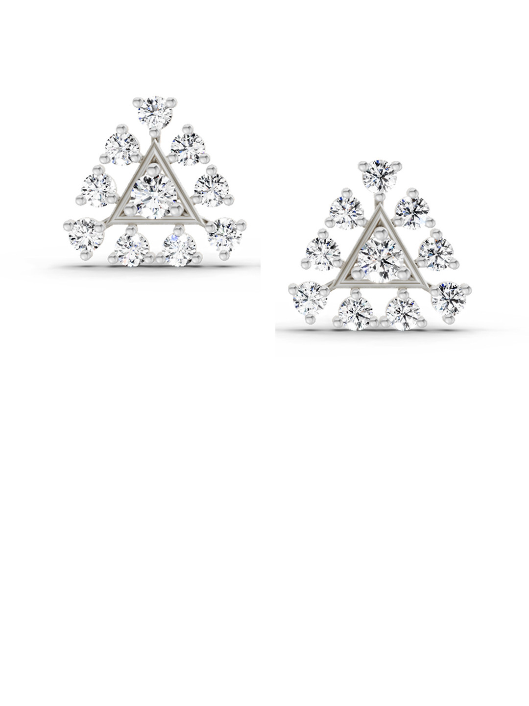 Sparkles Lab Grown Diamond 0.91 Carat Round Triangle Stud Earrings 14K White Gold