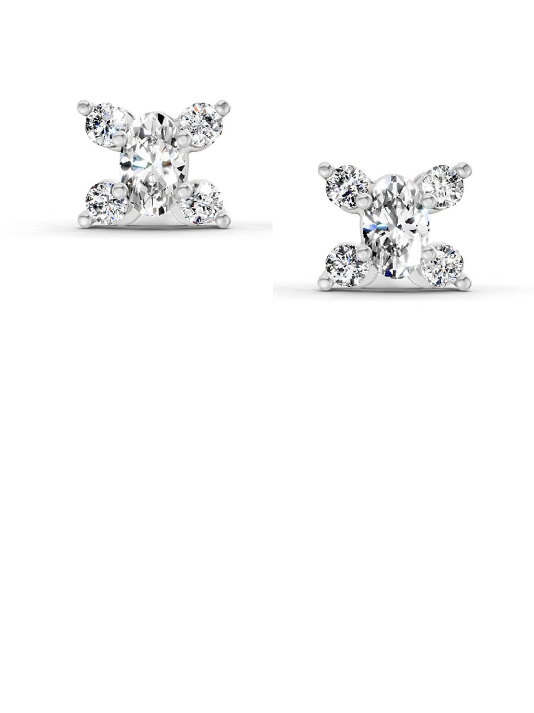 Sparkles Lab Grown Diamond 0.7 Carat Oval Stud Earrings 14K White Gold