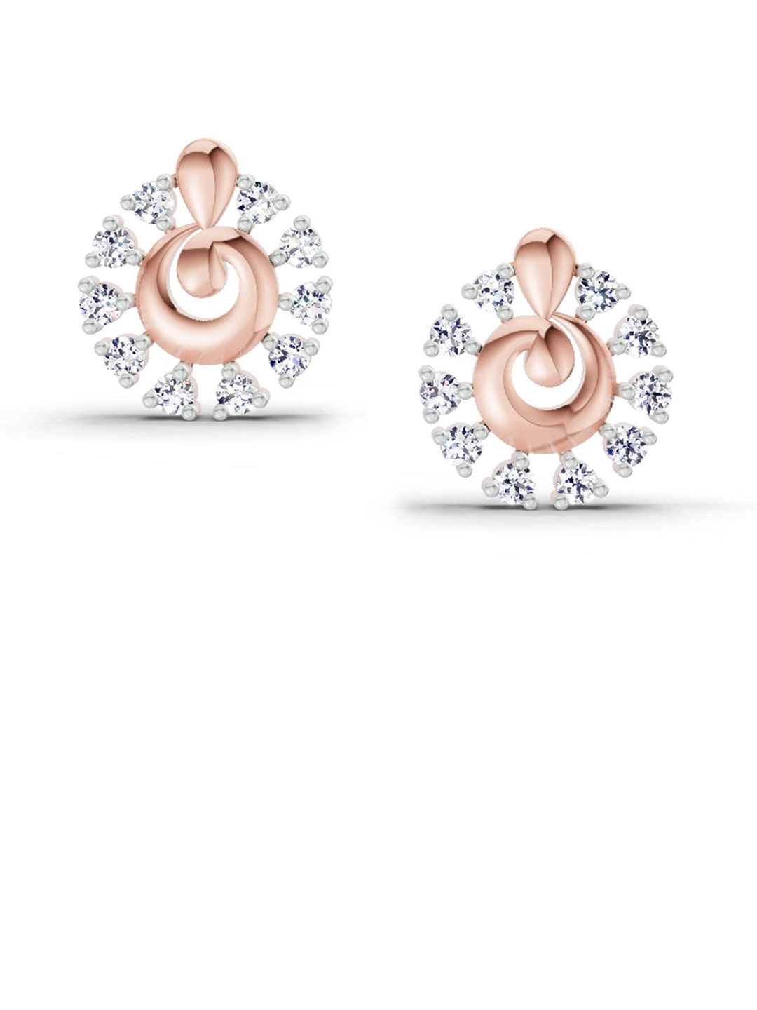 Sparkles Lab Grown Diamond 0.10 Ct Round Shape Earrings 14K Rose Gold