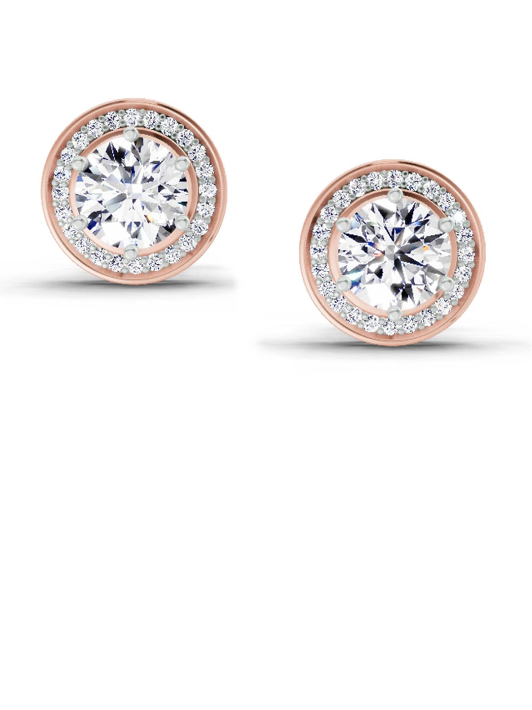 Sparkles Lab Grown Diamond 1.39 Carat Round Halo Stud Earrings 14K Rose Gold