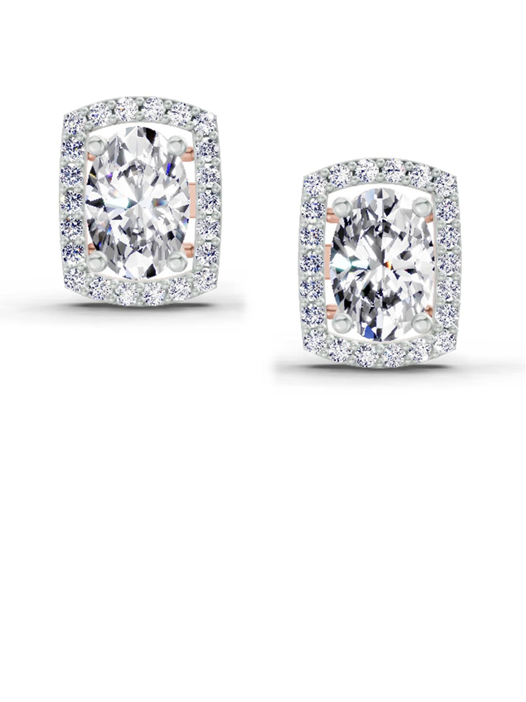 Sparkles Lab Grown Diamond 1.22 Ct Oval Shape Earrings 14K Rose Gold