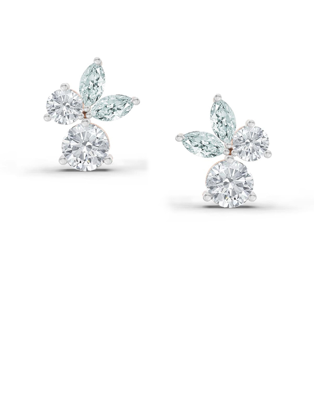 Sparkles Lab Grown Diamond 1.08 Carat Floral Stud Earrings 14K Rose Gold