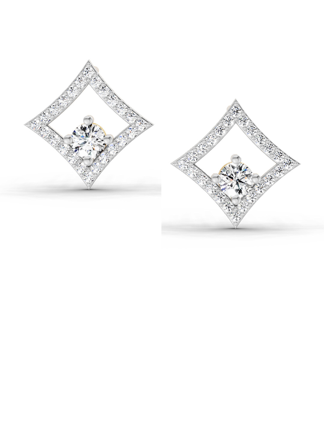 Sparkles Lab Grown Diamond 0.79 Carat Round Kite Stud Earrings 14K Yellow Gold