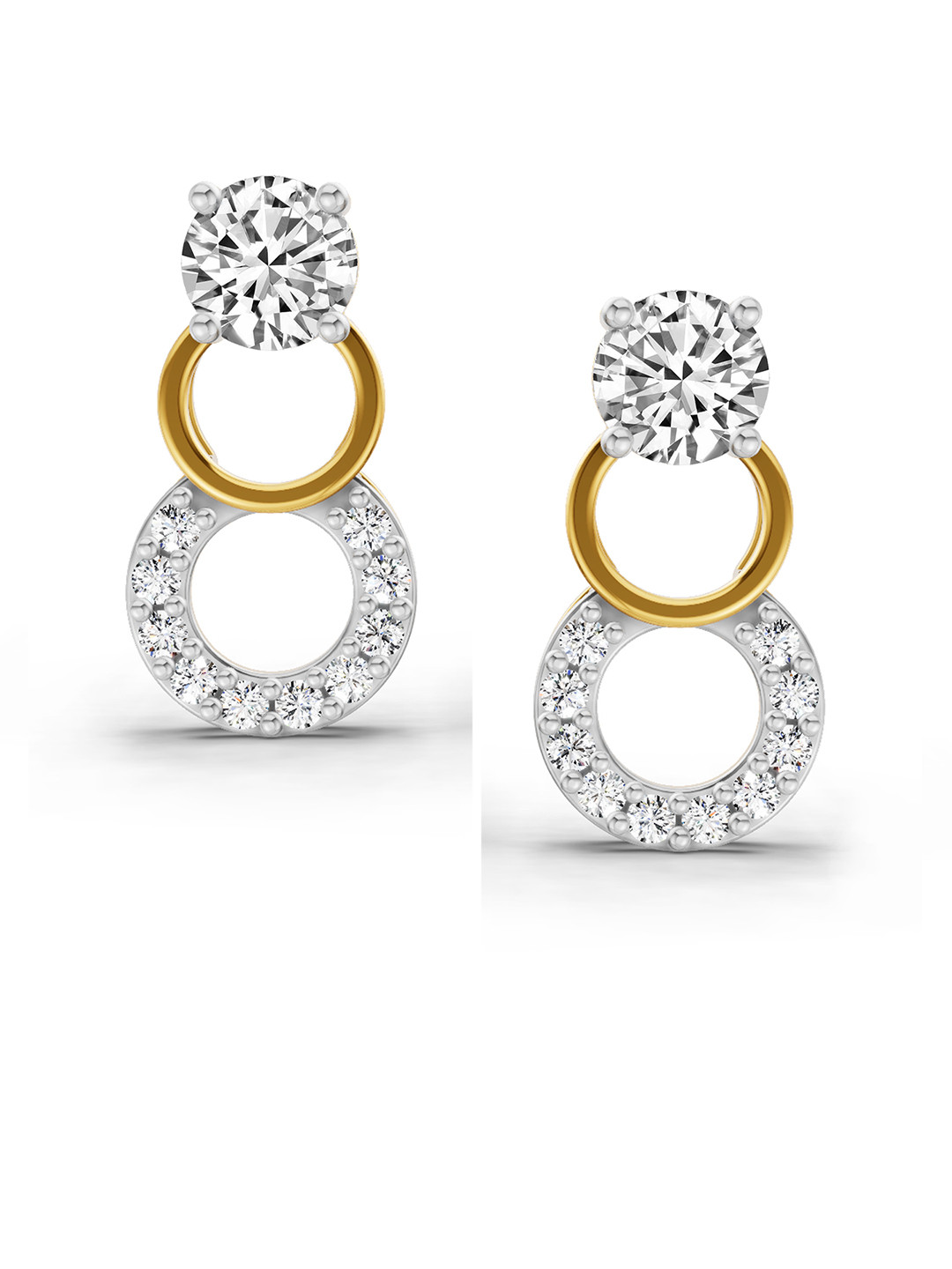 Sparkles Lab Grown Diamond 0.71 Carat Round Dangle Earrings 14K Yellow Gold