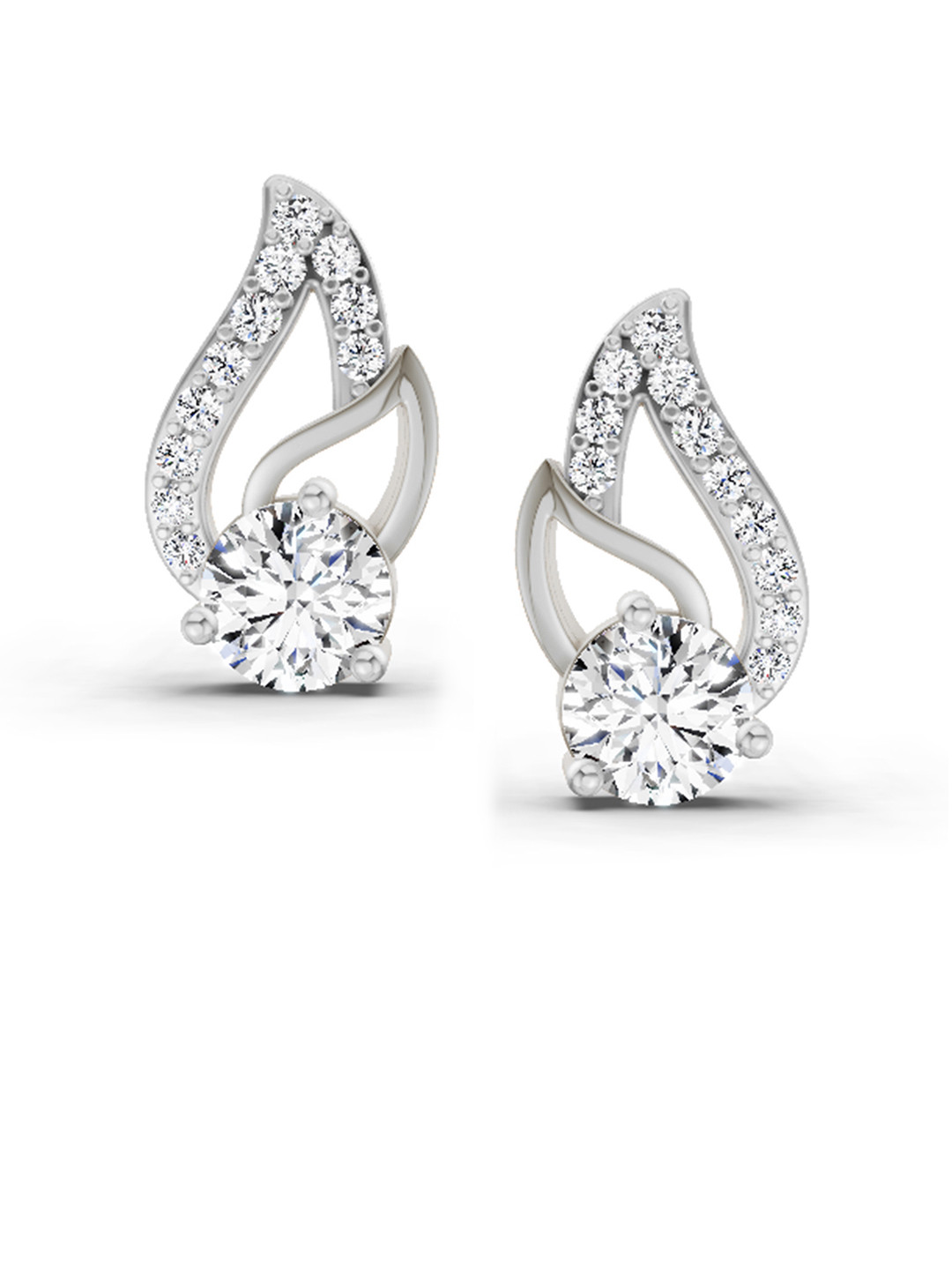Sparkles Lab Grown Diamond 0.60 Carat Round Stud Earrings 14K White Gold