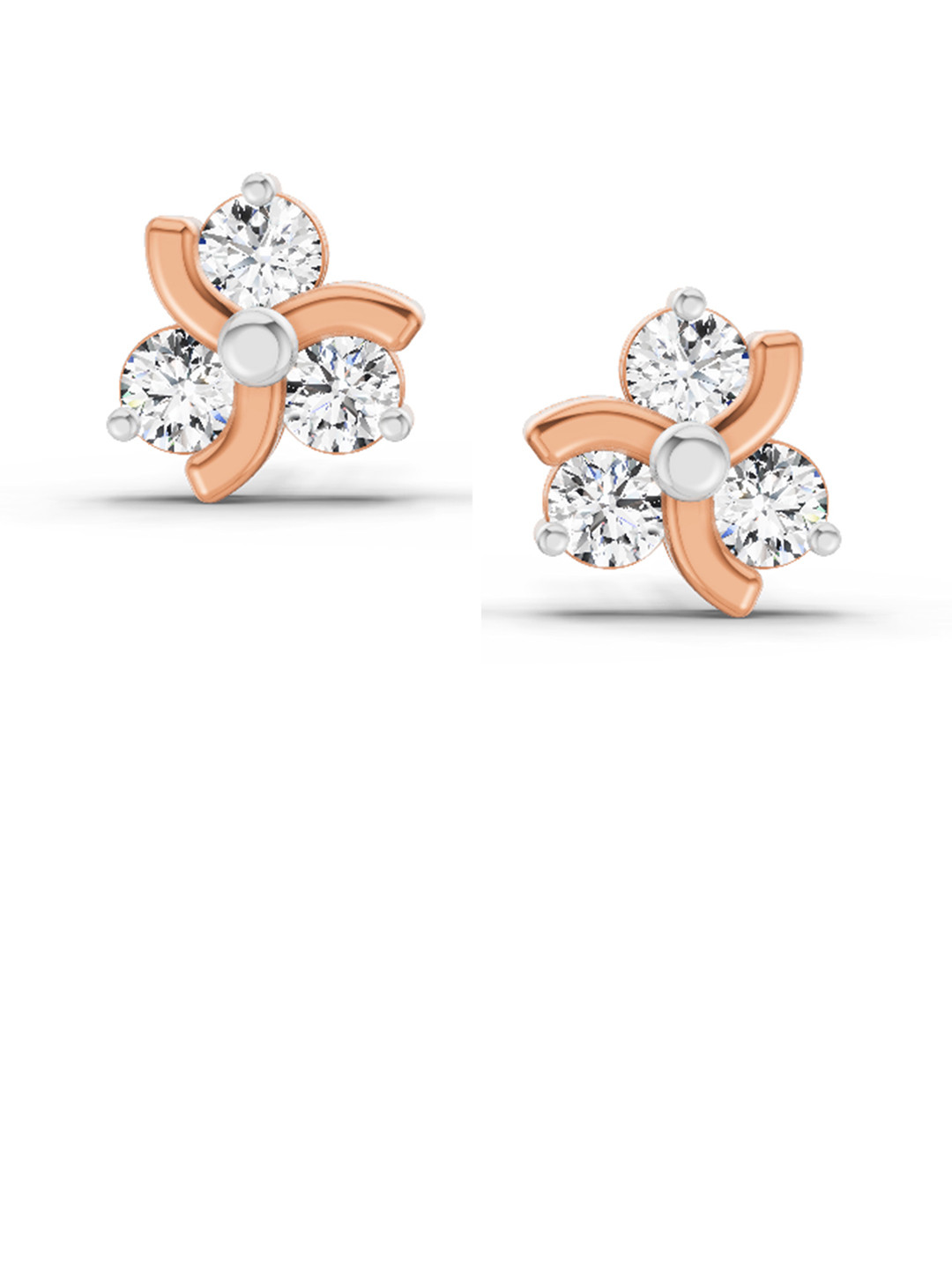 Sparkles Lab Grown Diamond 0.75 Carat Round Flower Stud Earrings 14K Rose Gold