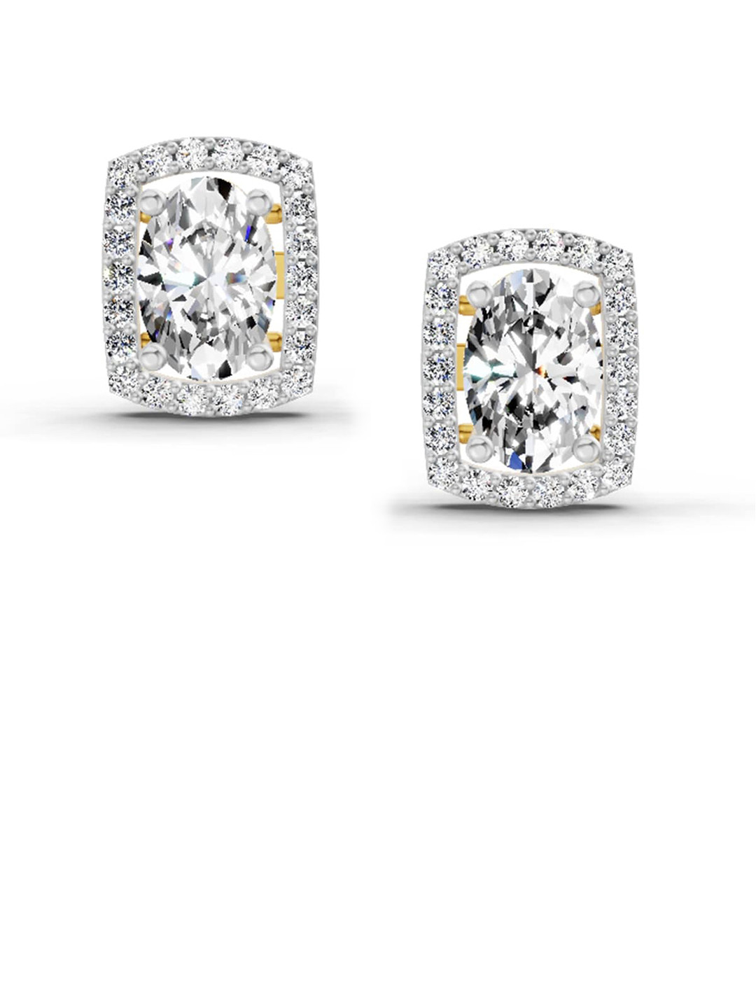 Sparkles Lab Grown Diamond 1.22 Ct Oval Shape Earrings 14K Yellow Gold