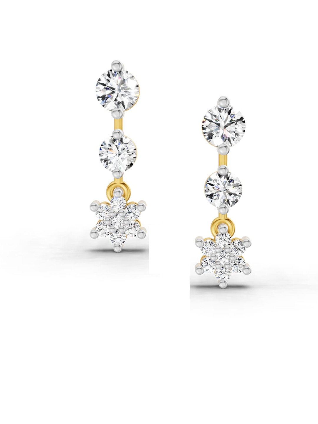 Sparkles Lab Grown Diamond 0.69 Carat Round Drop Earrings 14K Yellow Gold