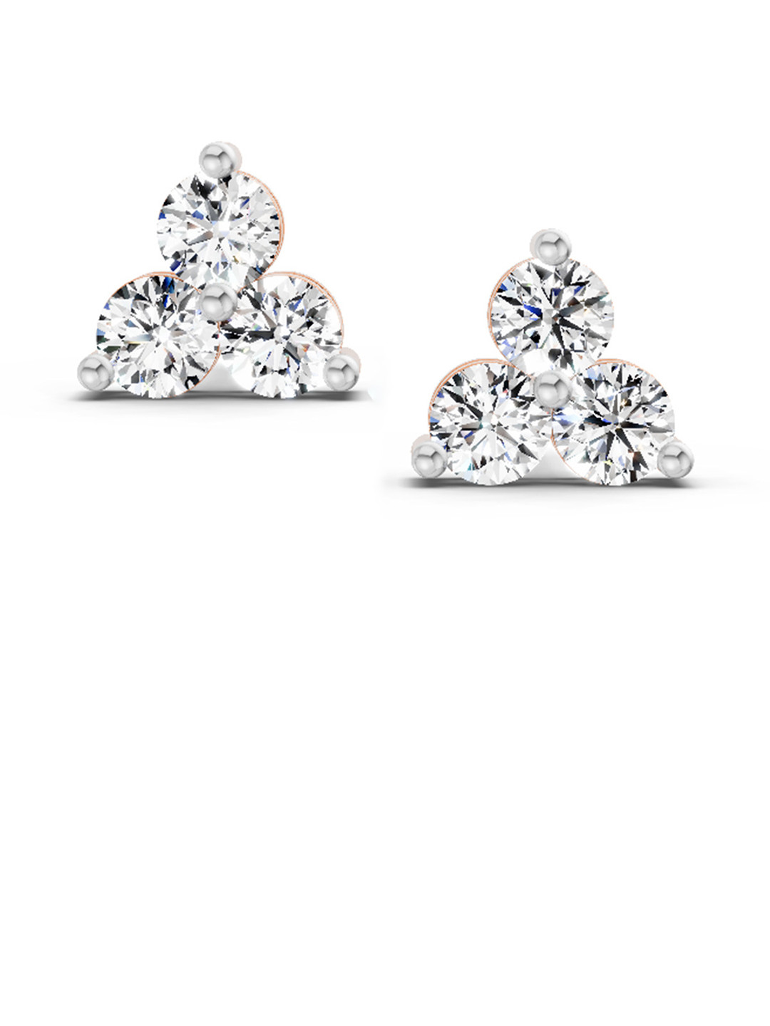 Sparkles Lab Grown Diamond 1.05 Carat Trio Stud Earrings 14K Rose Gold