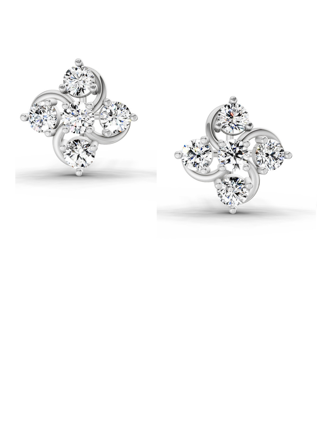 Sparkles Lab Grown Diamond 0.69 Carat Round Flower Stud Earrings 14K White Gold