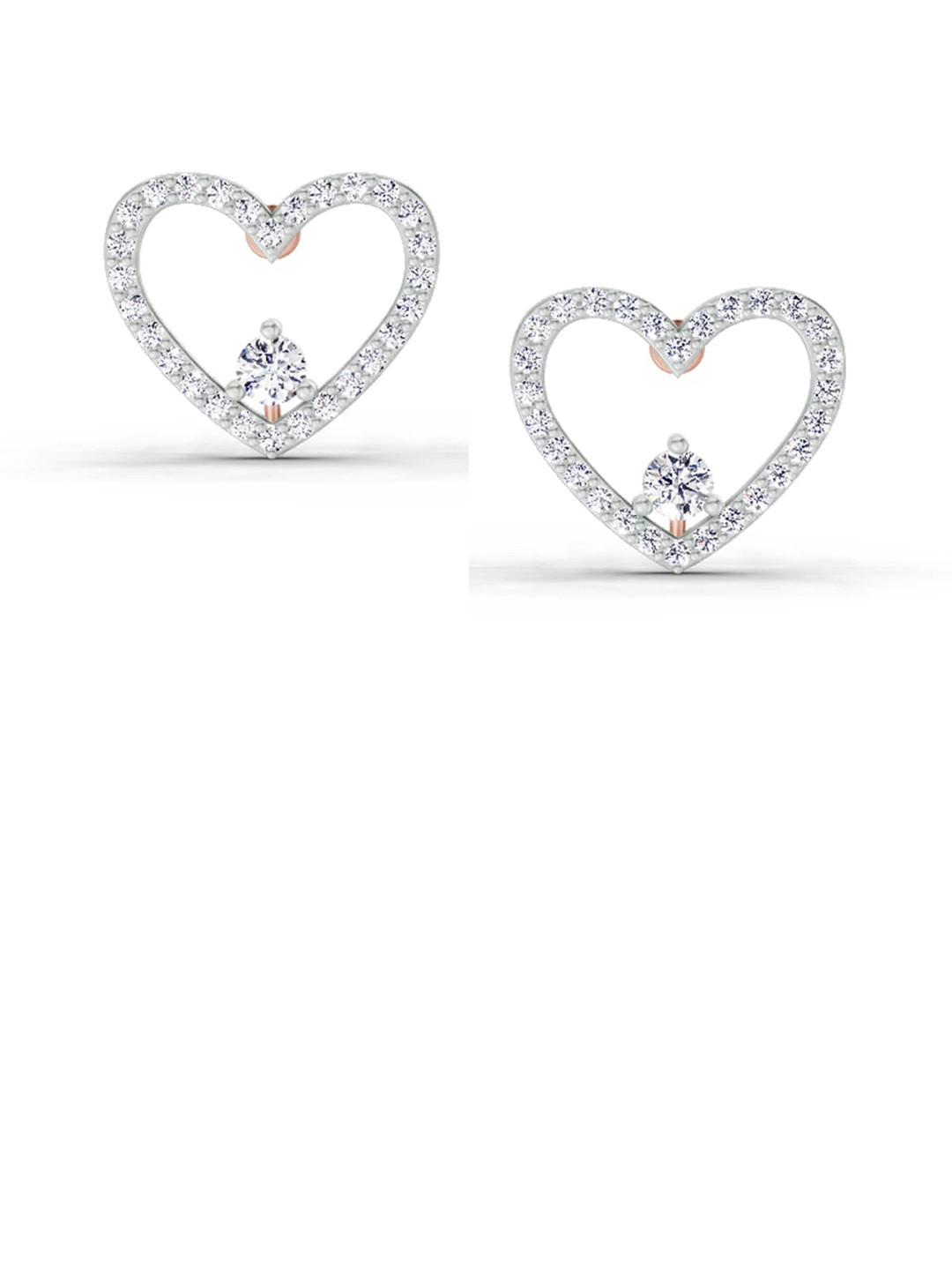 Sparkles Lab Grown Diamond 0.66 Carat Heart Halo Stud Earrings 14K Rose Gold