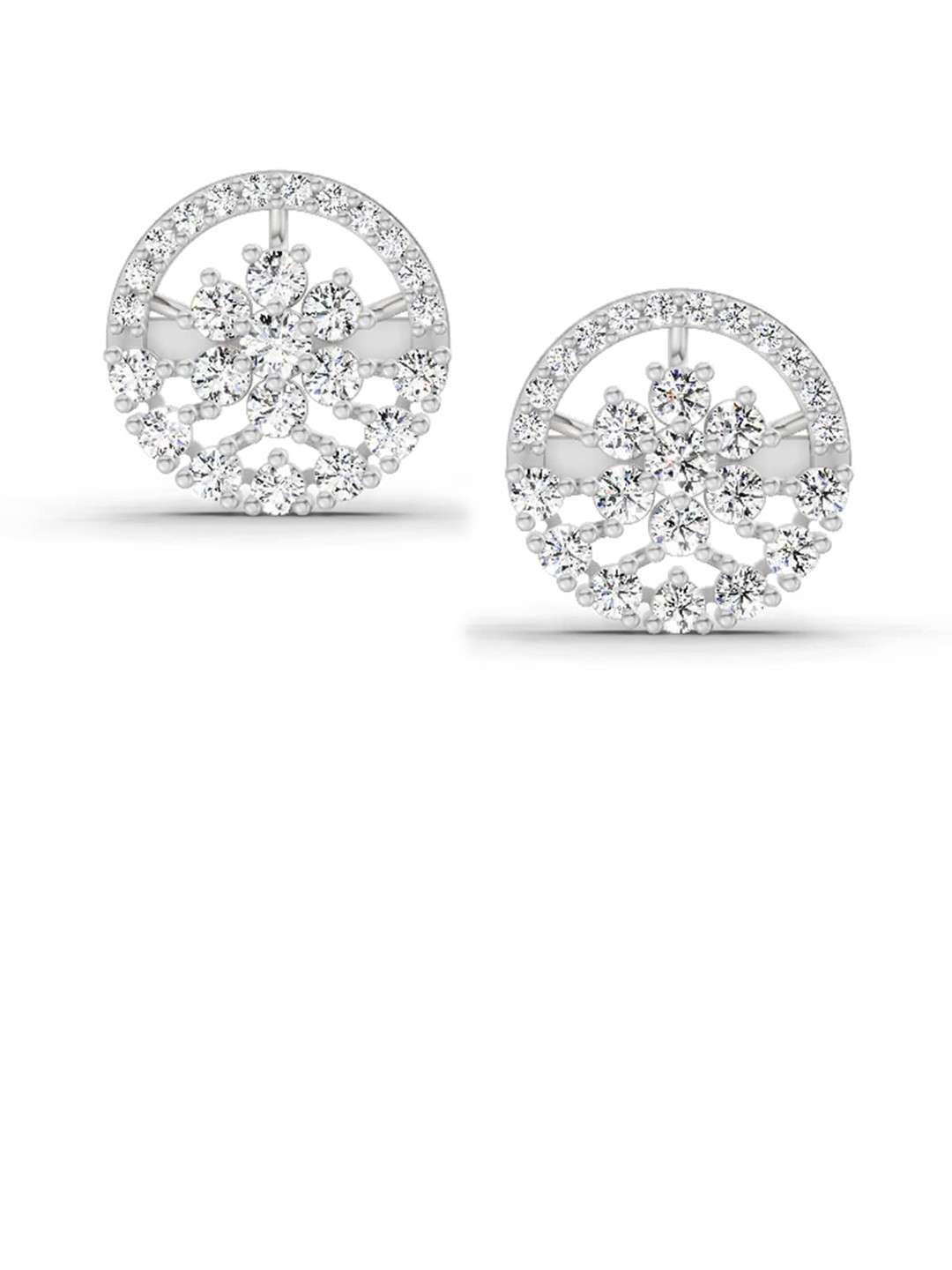 Sparkles Lab Grown Diamond 1.28 Carat Round Floral Halo Stud Earrings 14K White Gold
