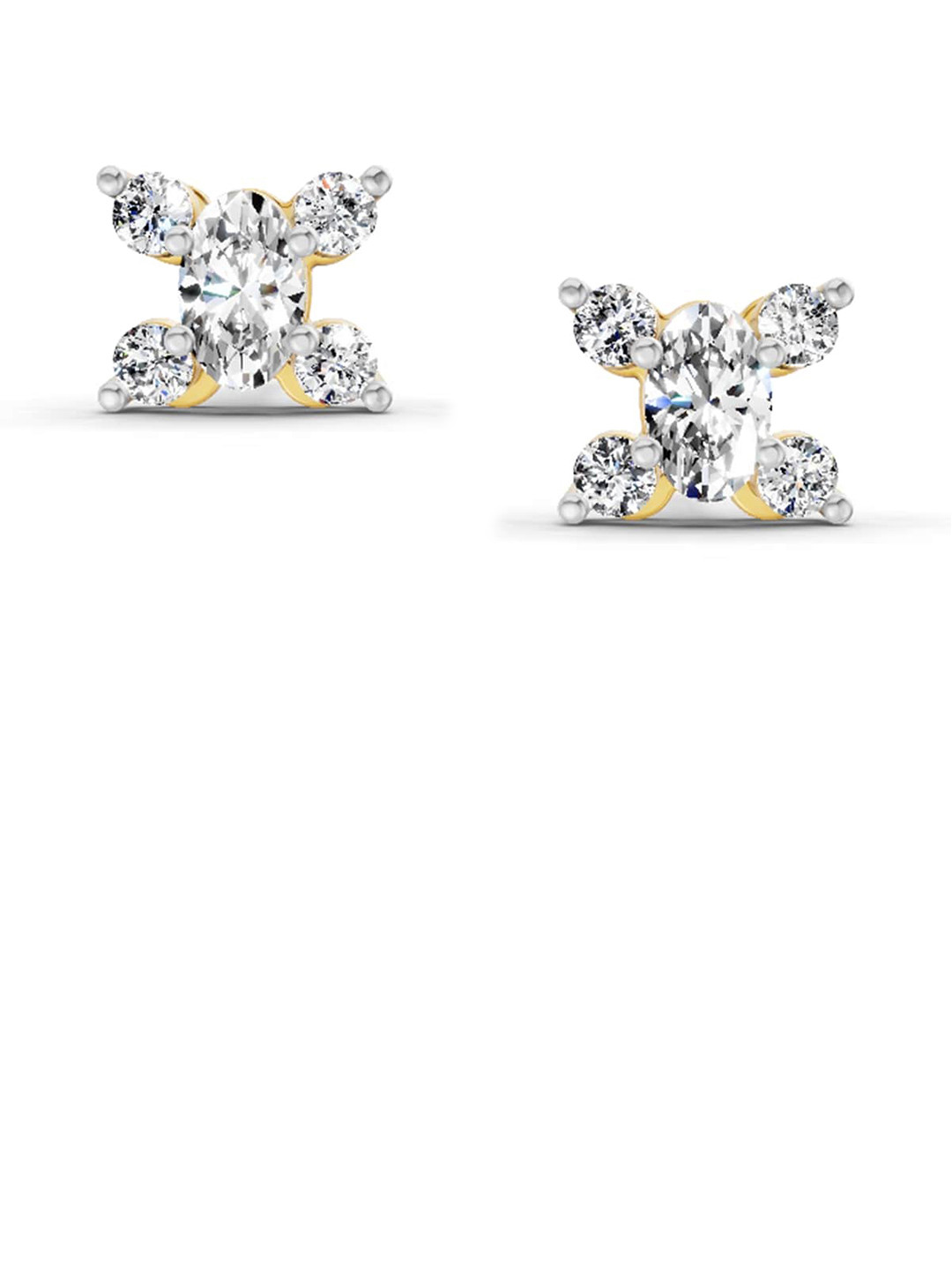 Sparkles Lab Grown Diamond 0.7 Carat Oval Stud Earrings 14K Yellow Gold