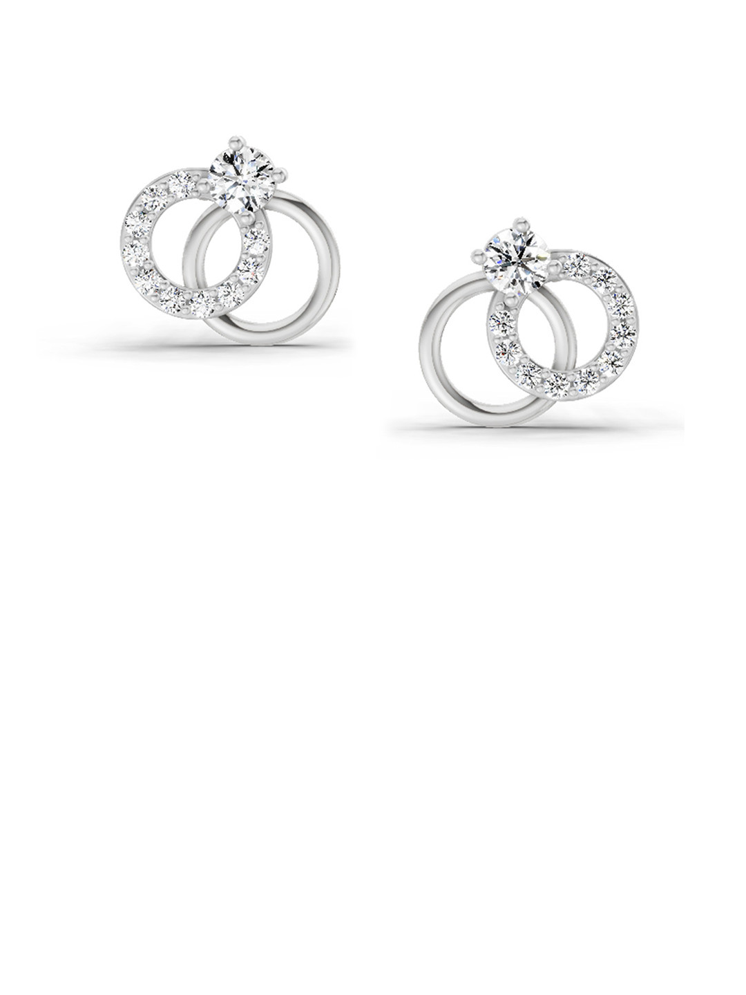 Sparkles Lab Grown Diamond 0.35 Carat Interlocking Circle Stud Earrings 14K White Gold