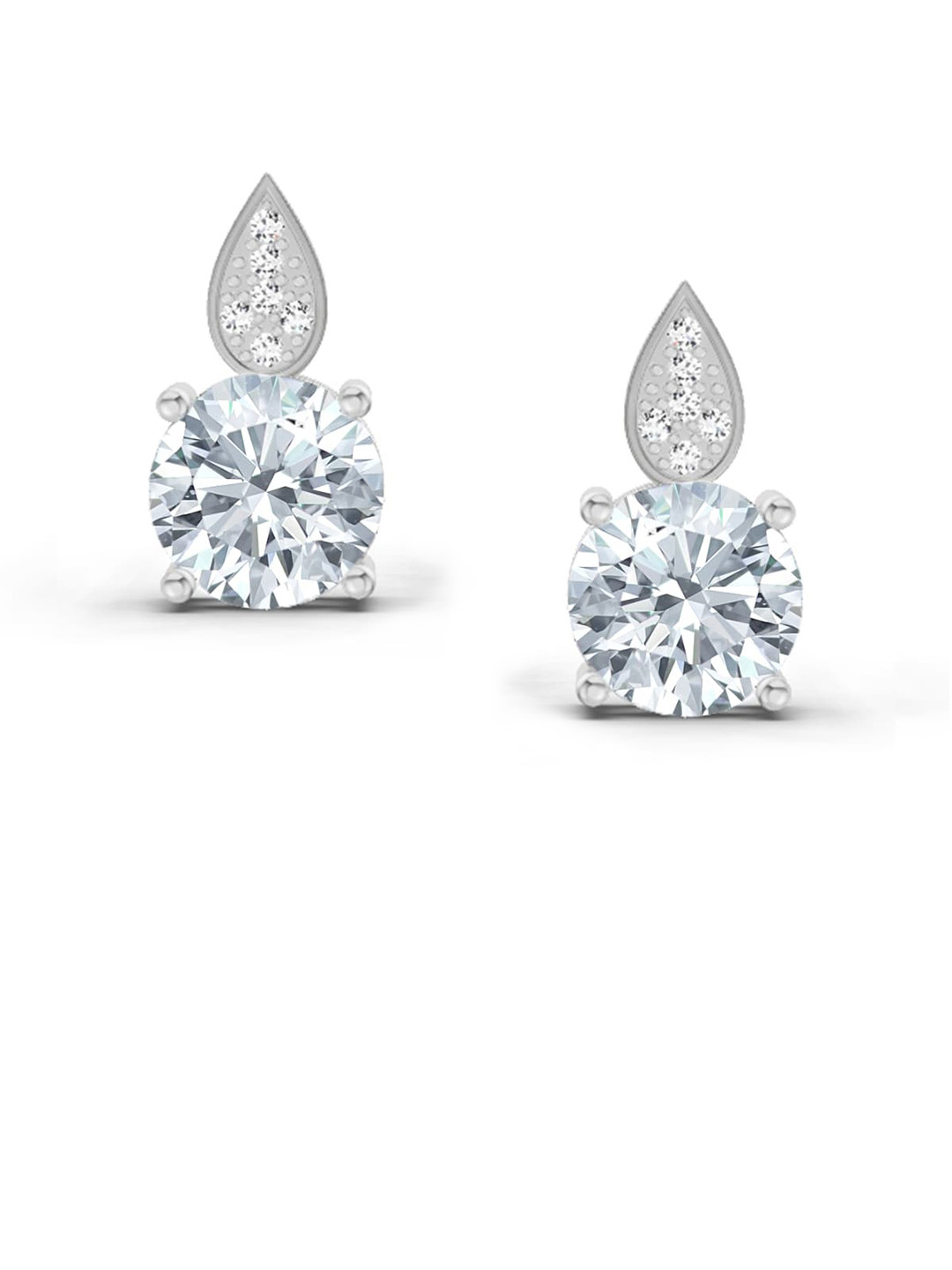 Sparkles Lab Grown Diamond 3.27 Carat Round Dangle Earrings 14K White Gold