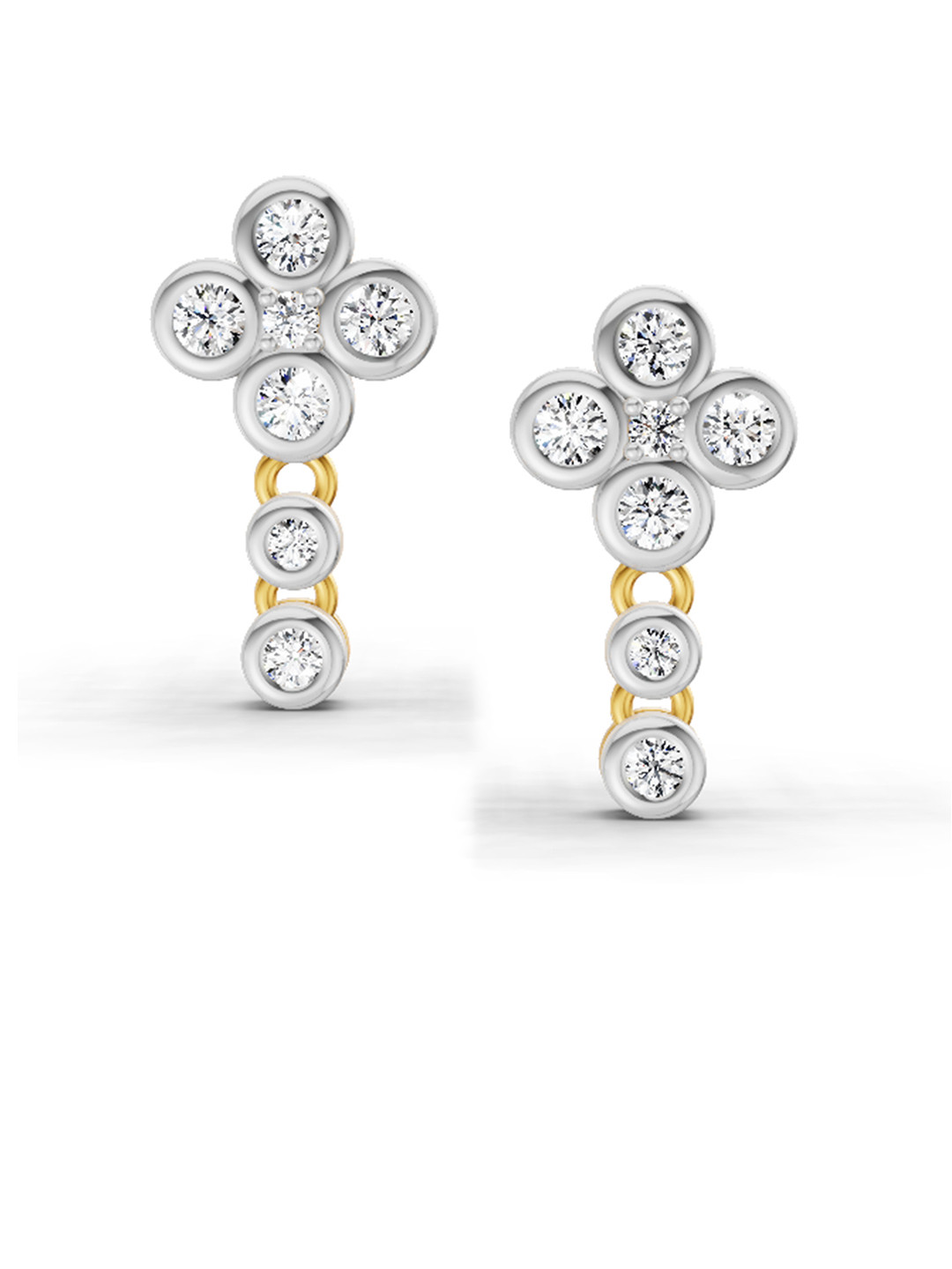 Sparkles Lab Grown Diamond 0.5 Carat Round Dangle Earrings 14K Yellow Gold