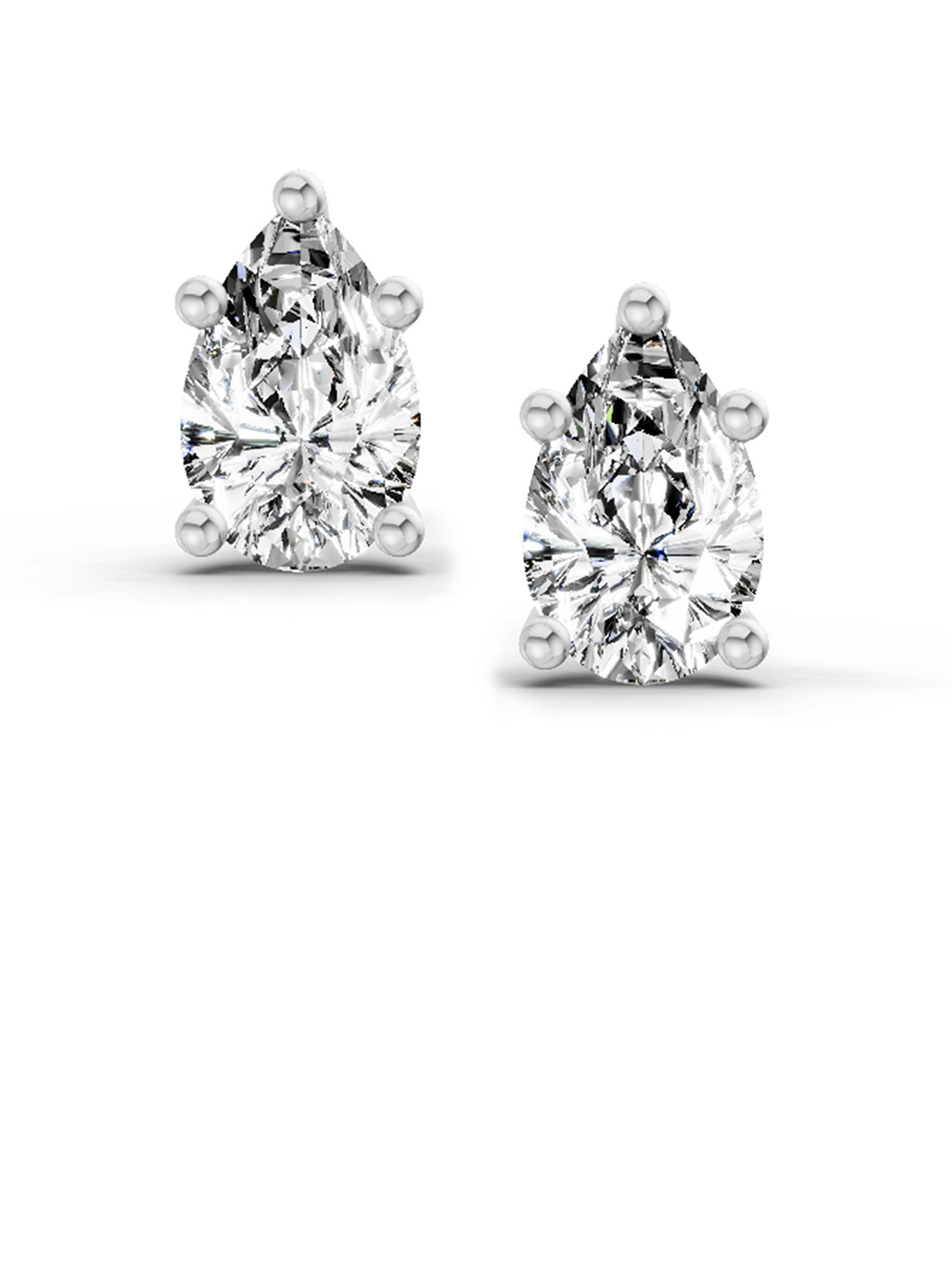 Sparkles Lab Grown Diamond 0.64 Carat Pear Stud Earrings 14K Yellow Gold