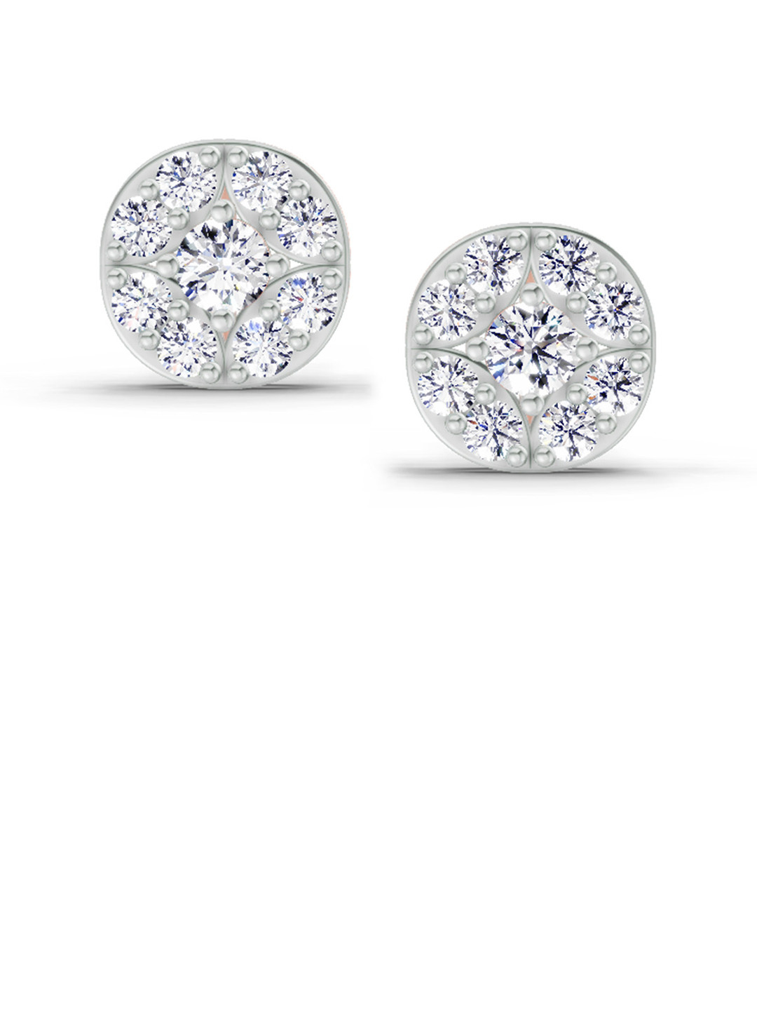 Sparkles Lab Grown Diamond 0.95 Carat Round Cluster Stud Earrings 14K Rose Gold