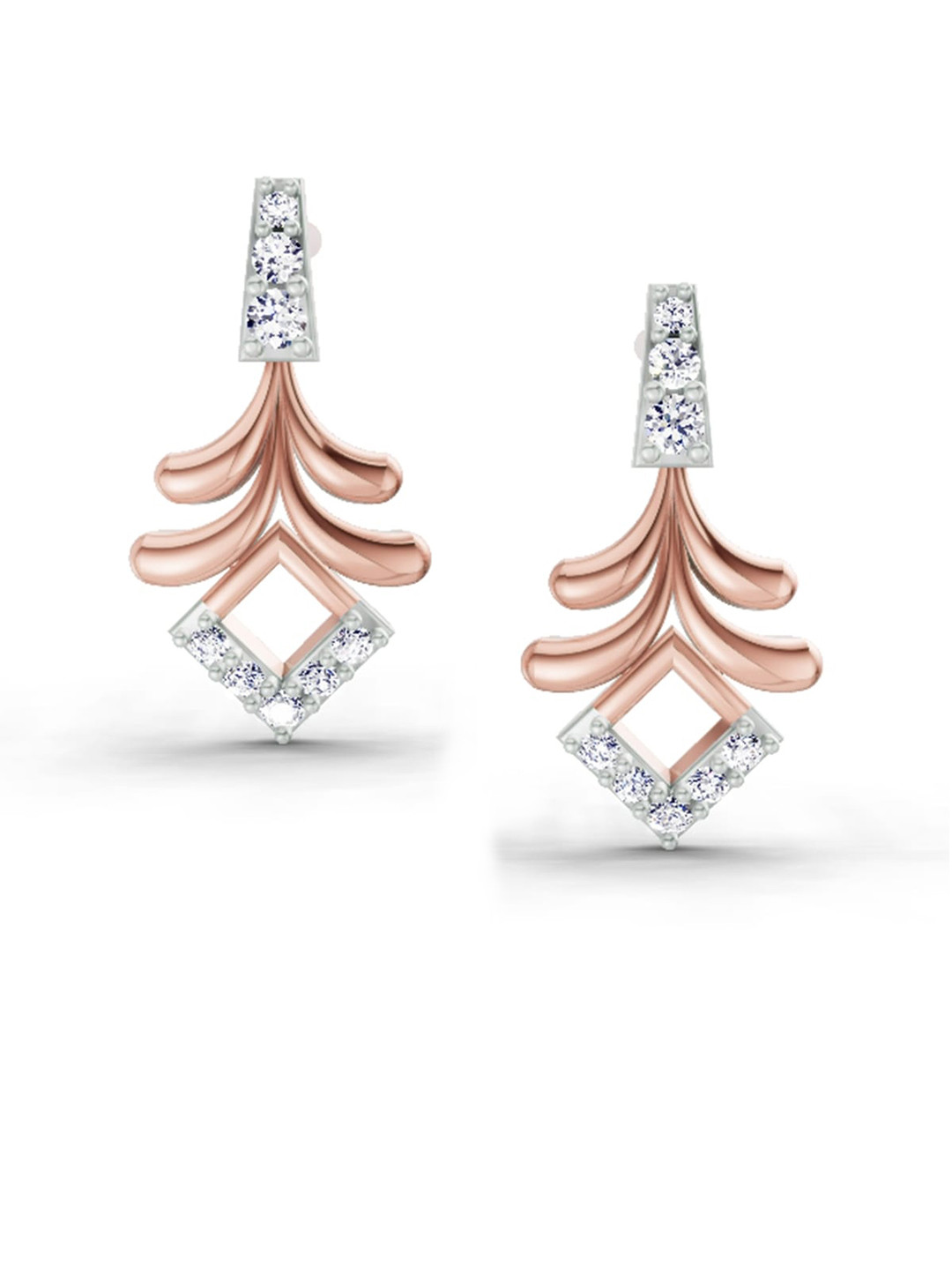 Sparkles Lab Grown Diamond 0.10 Ct Round Shape Earrings 14K Rose Gold