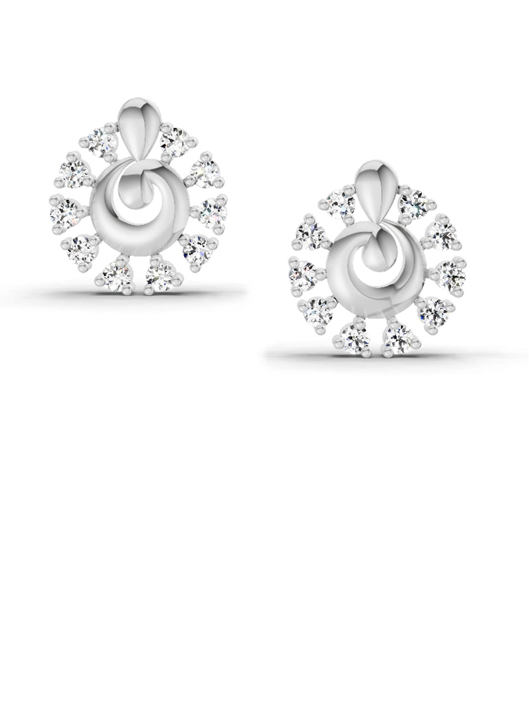Sparkles Lab Grown Diamond 0.10 Ct Round Shape Earrings 14K White Gold
