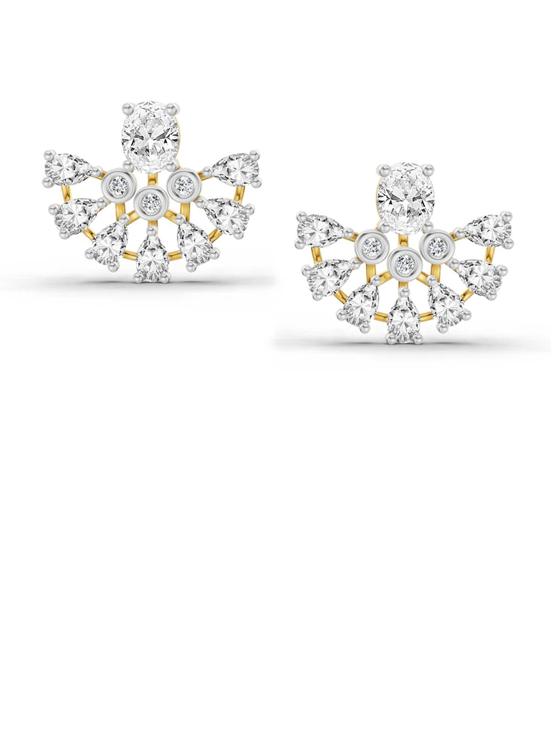 Sparkles Lab Grown Diamond 2.27 Carat Stud Earrings 14K Yellow Gold
