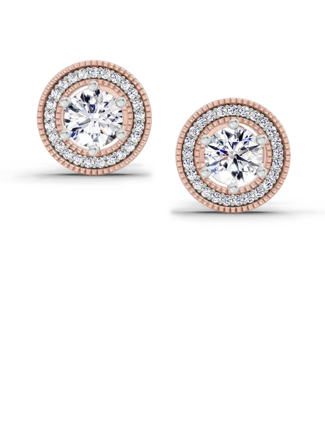 Sparkles Lab Grown Diamond 1.40 Ct Round Shape Earrings 14K Rose Gold