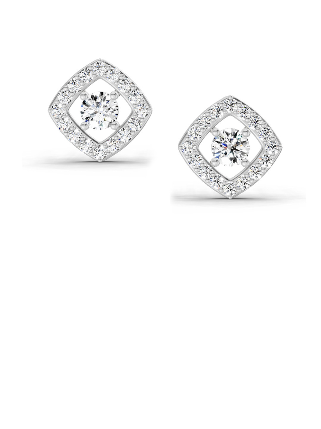 Sparkles Lab Grown Diamond 0.76 Carat Square Halo Stud Earrings 14K White Gold
