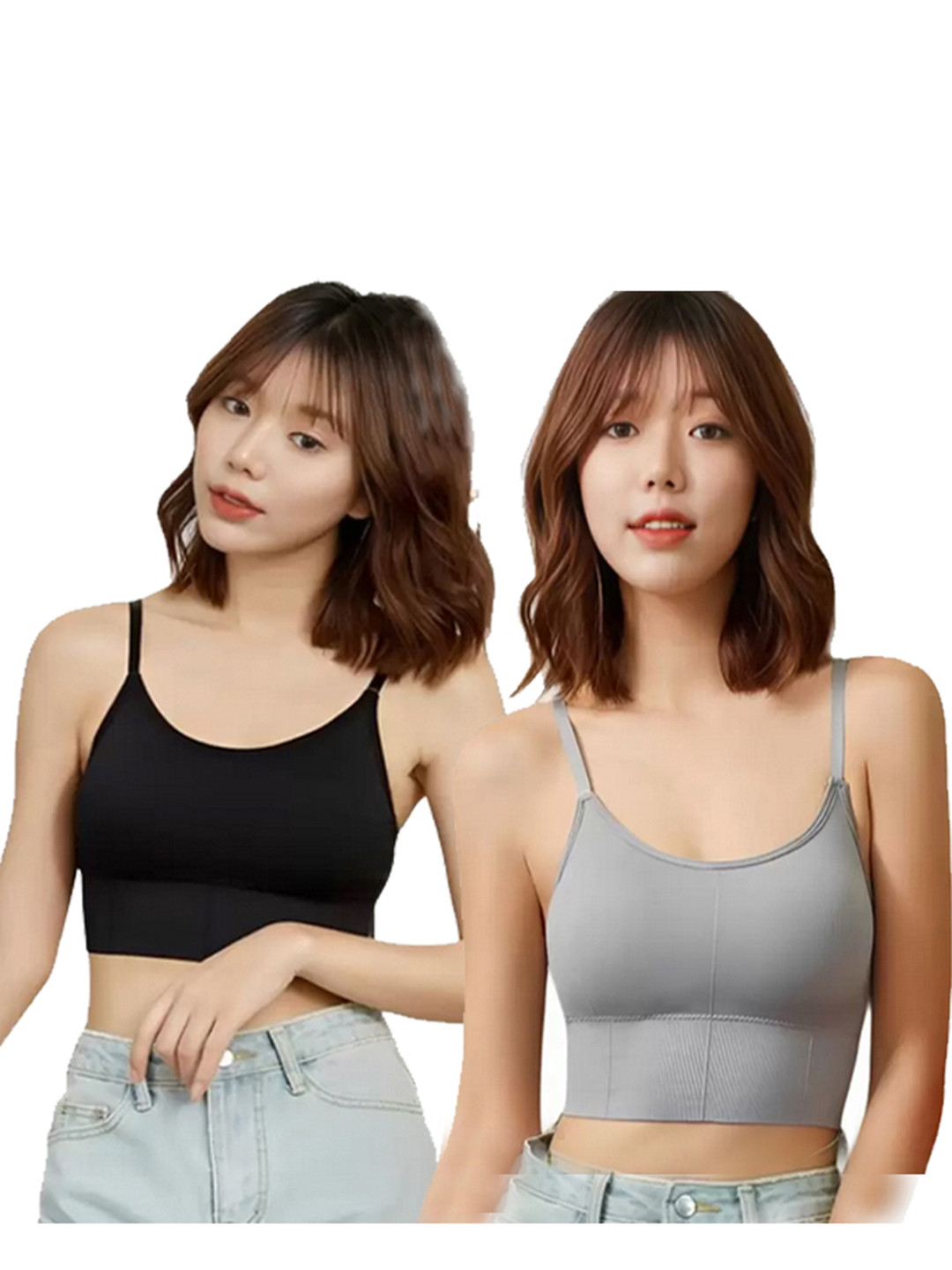 BRAAFEE Pack of 2 Girls Cotton Padded Teenager Full Coverage Sports Bra