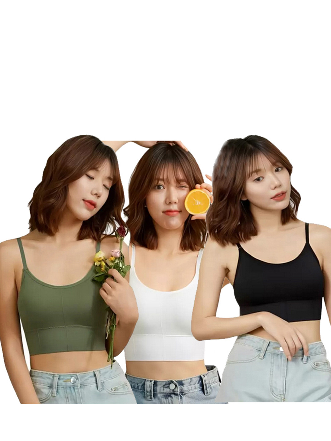 BRAAFEE Pack of 3 Girls Cotton Padded Teenager Full Coverage Sports Bra
