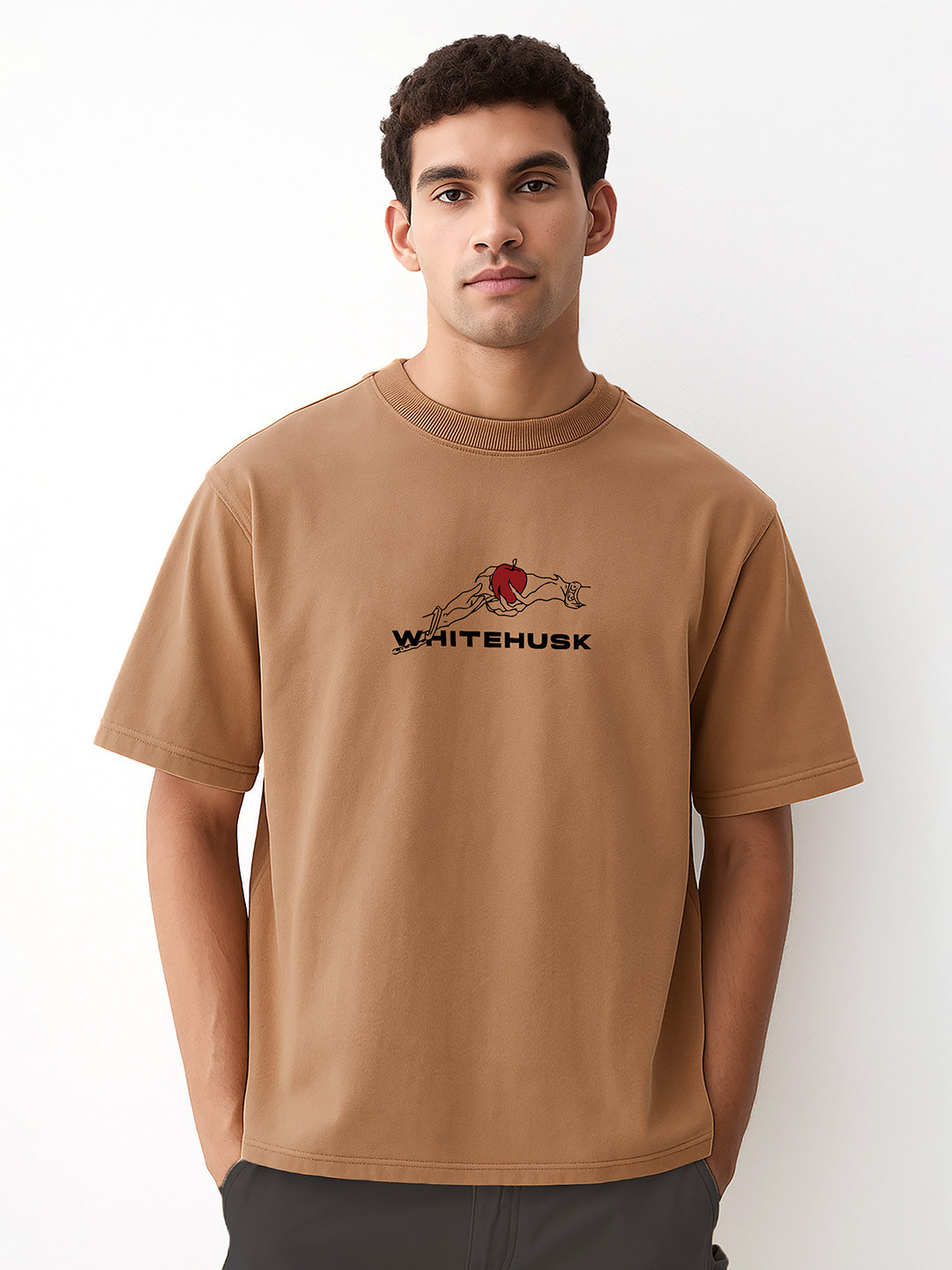 WHITE HUSK Men Kira Death Note Anime Printed Cotton Oversized T-shirt