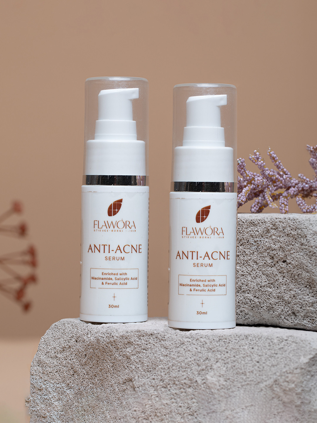 Flawora Set Of 2 Anti Acne Serum to reduce Blackheads, Open Pores, Excess Oil -30 ml Each
