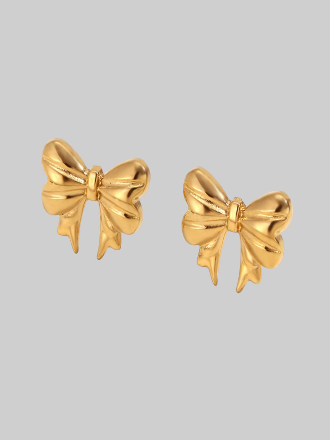 AQUASTREET 18K Gold Plated Waterproof Antitarnish Small Bow Stud Earrings