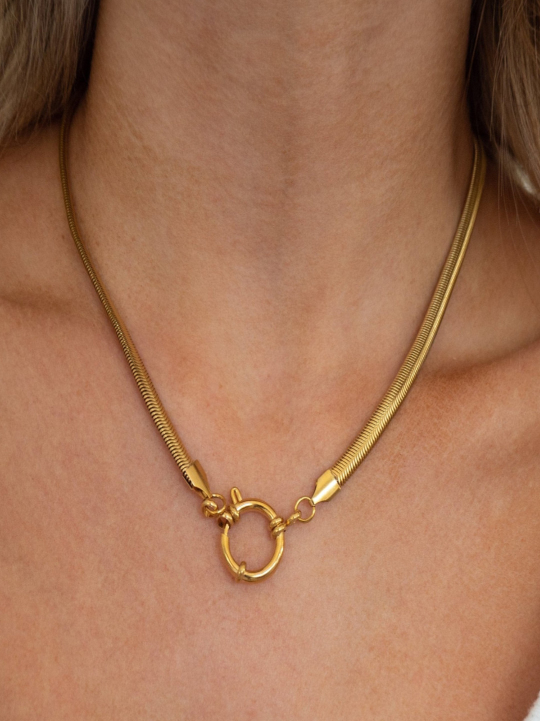 AQUASTREET 18K Gold Plated Waterproof Antitarnish Snake Chain Necklace