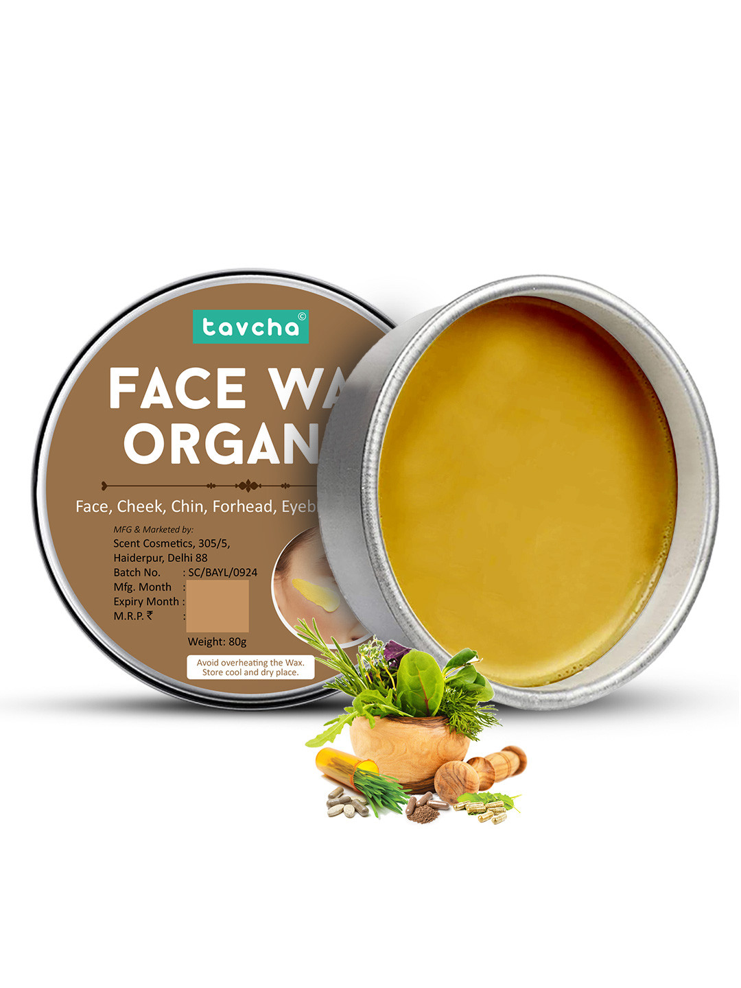tavcha Organic Face Wax With Wooden Spatula - 80 g