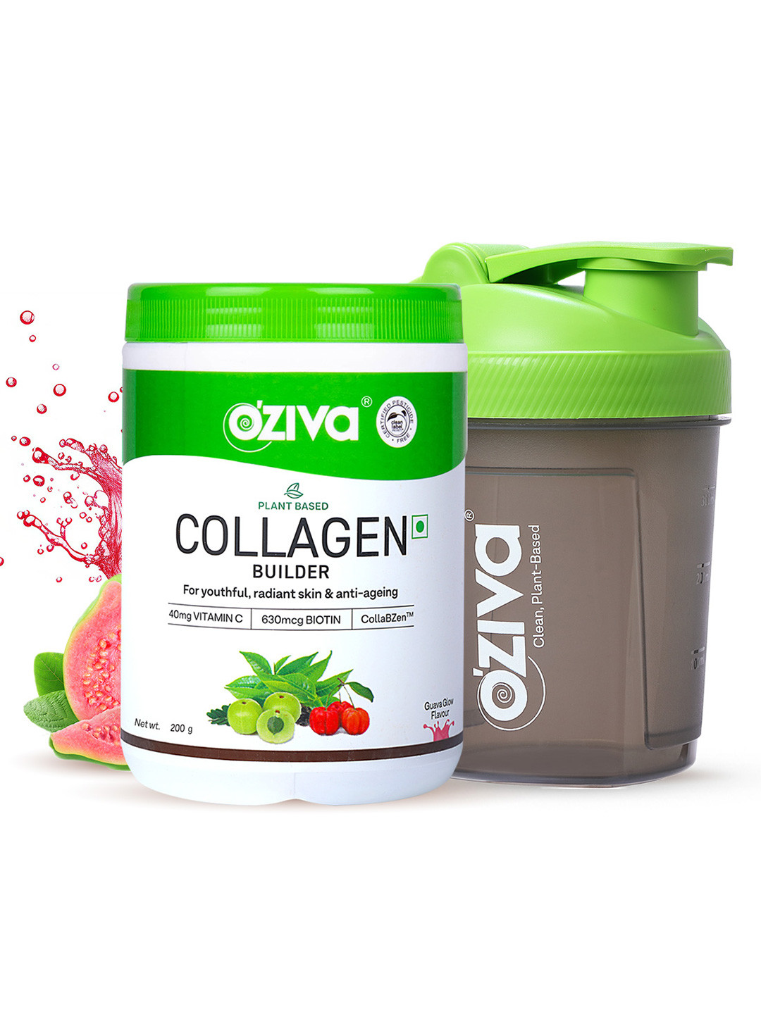 OZiva Plant Based Collagen Builder with Shaker 200g - Guava Glow