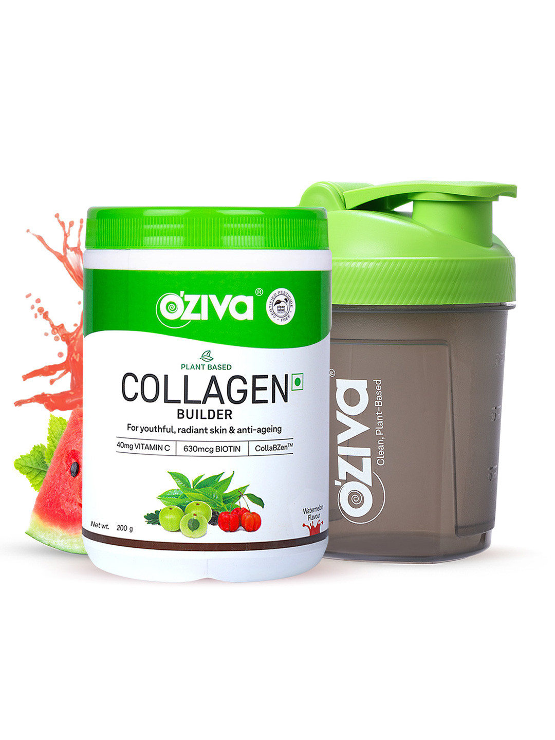 OZiva Plant Based Collagen Builder with Shaker 200g - Watermelon Flavour
