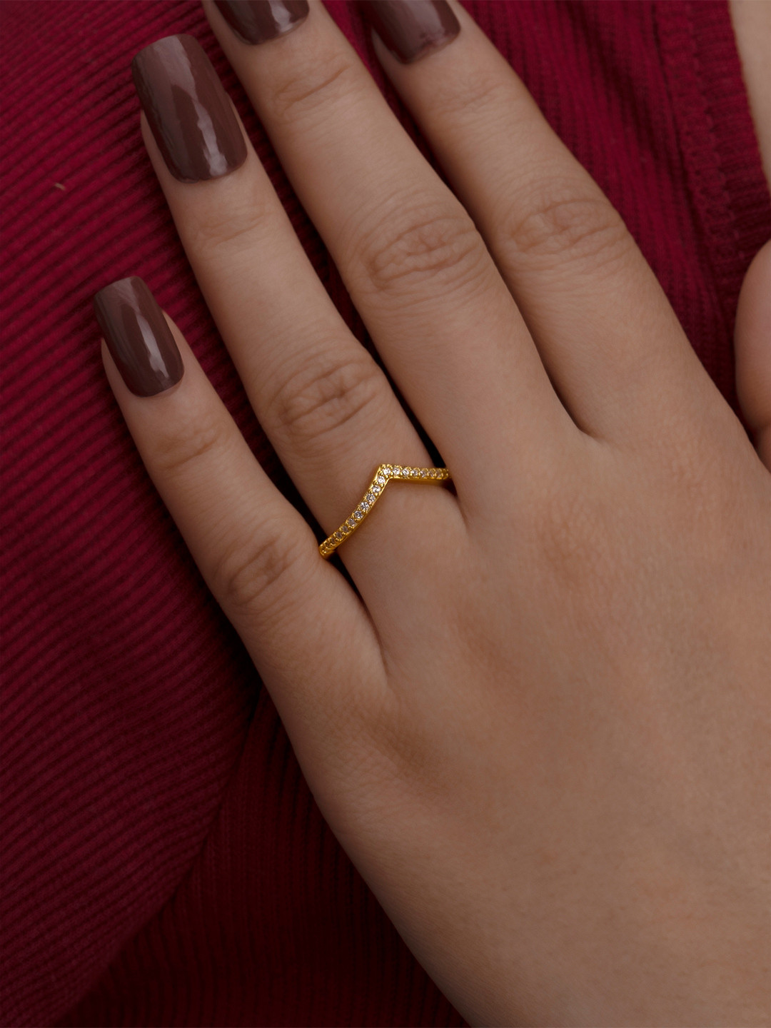 ARTKLIM Gold-Plated American Diamond Studded Crown Shaped Adjustable Finger Ring