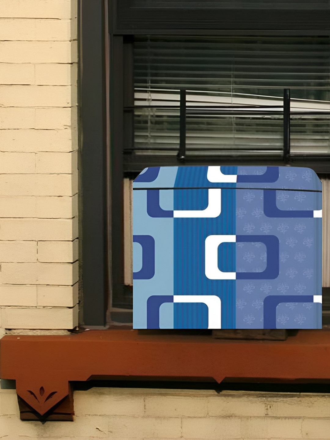 Kalra Magic Blue & White Printed Waterproof 1.5 Ton Window Air Conditioner Cover
