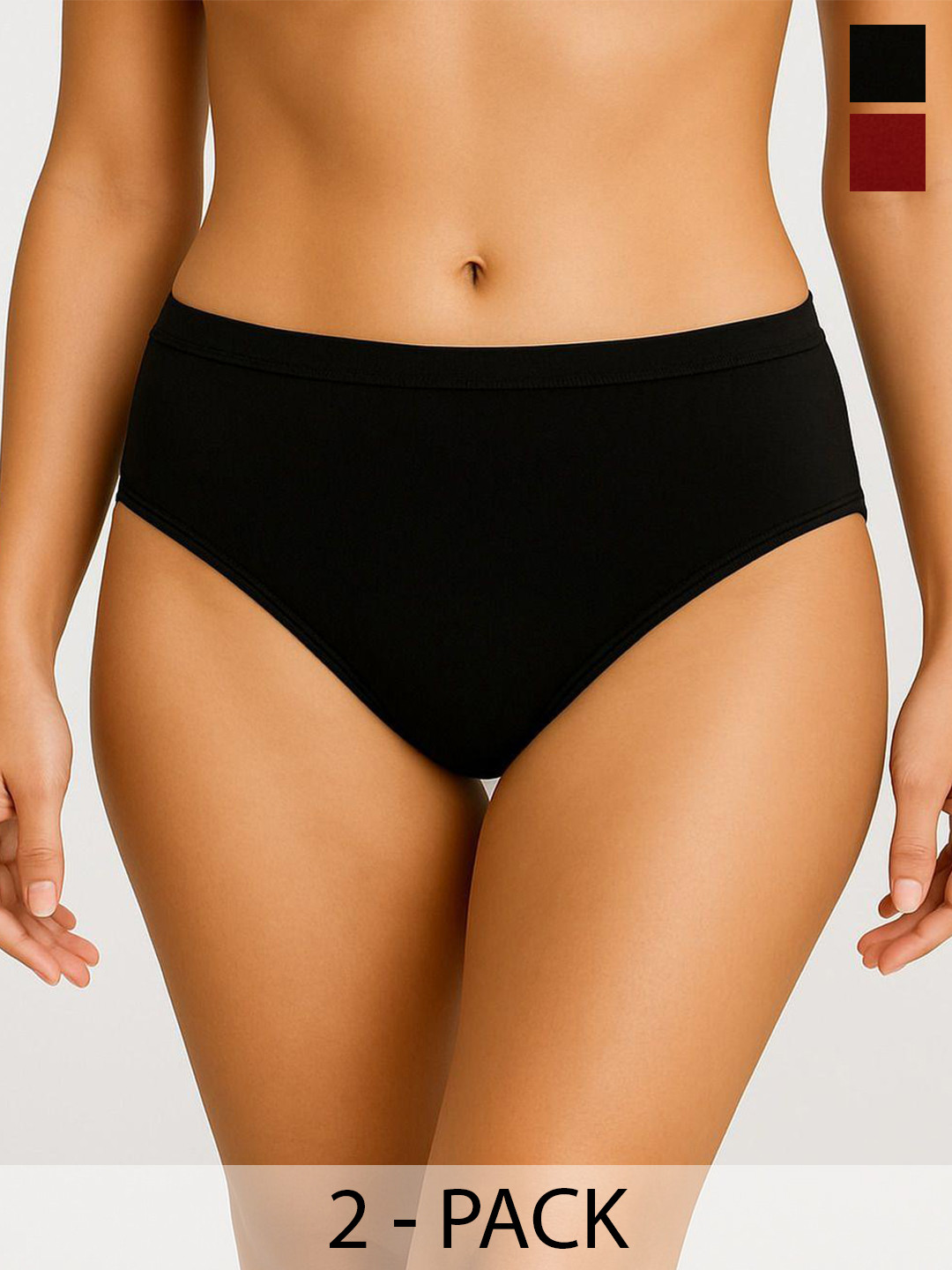 Moda Rapido Pack Of 2 Cotton Hipster Briefs + P-2 SUPER IND BLACK MAROON_S