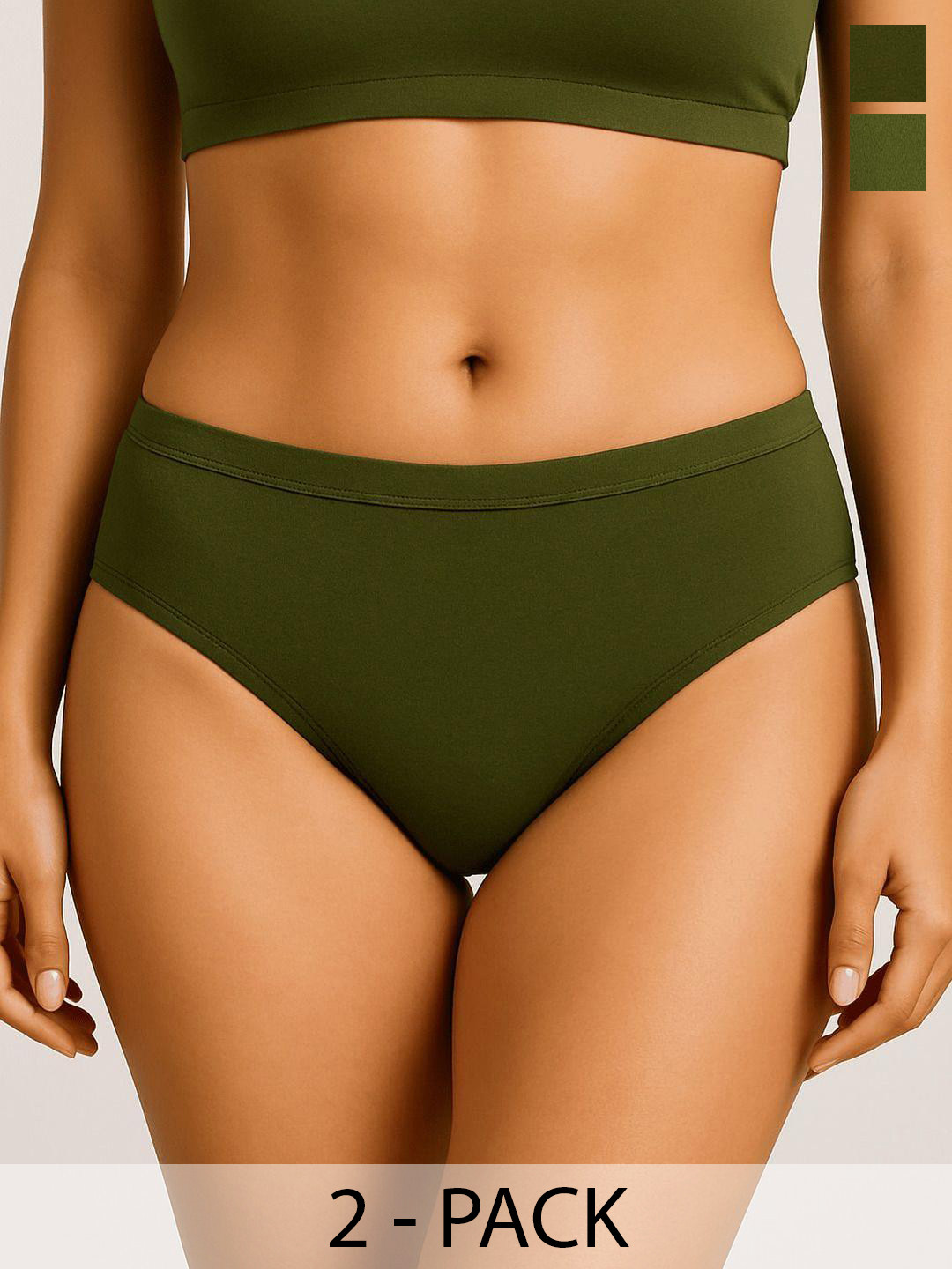 Moda Rapido Pack Of 2 Cotton Hipster Briefs P-2 SUPER IND OLIVE OLIVE_S