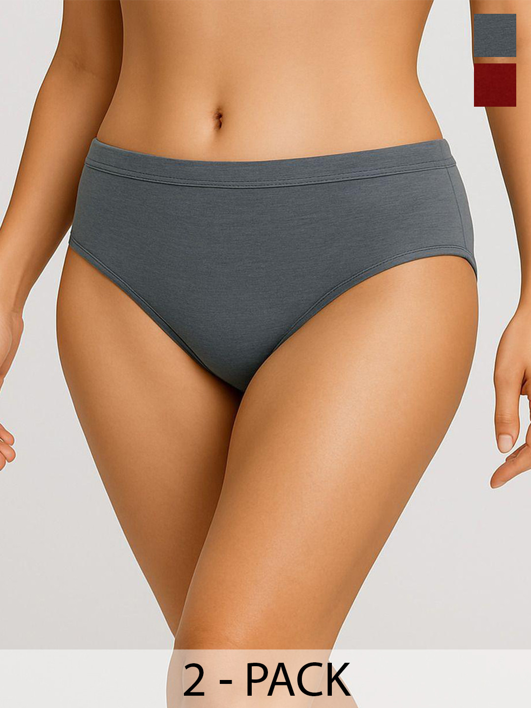 Moda Rapido Pack Of 2 Cotton Hipster Briefs + P-2 SUPER IND GREY MAROON_S