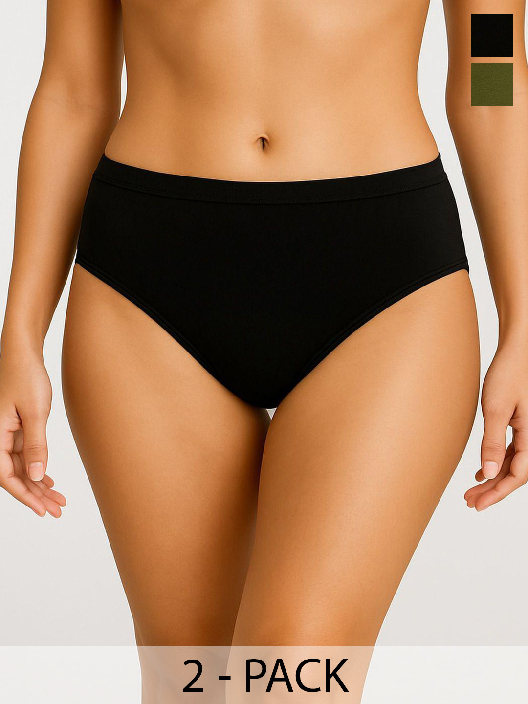 Moda Rapido Pack Of 2 Cotton Hipster Briefs P-2 SUPER IND BLACK OLIVE_S
