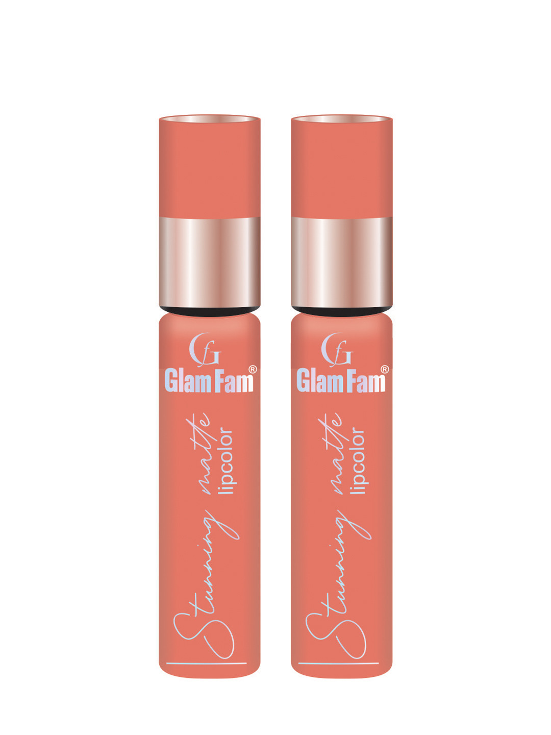 GlamFam Set Of 2 Stunning Matte Waterproof Lip Color- 5 ml Each- Earthy Nude 23